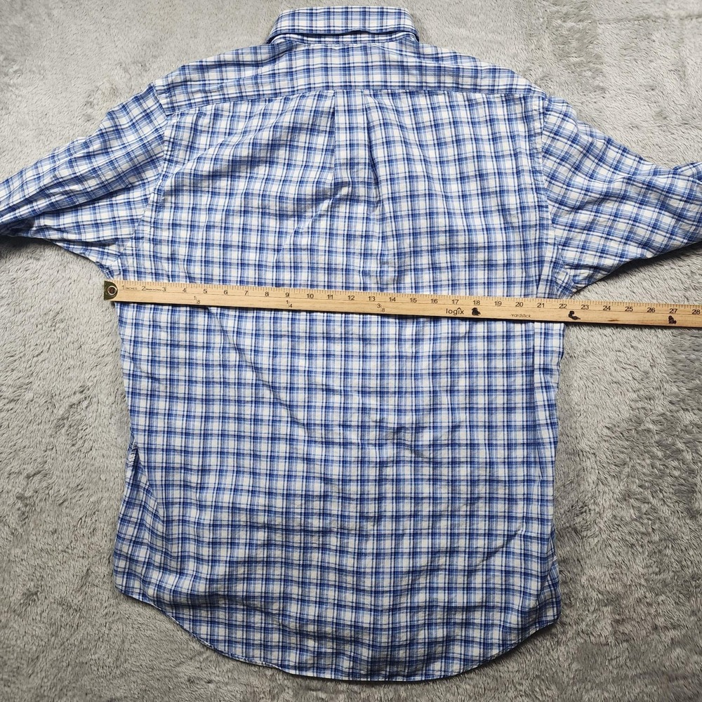 Ralph Lauren Shirt Mens Large Blue Plaid Long Sleeve Button Down Flesh Pony - Picture 6 of 10